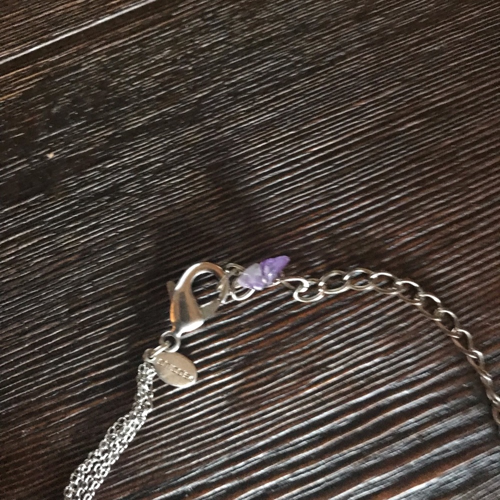 Lovely ladies necklace with stone pendant silver layered chain - Picture 5 of 10
